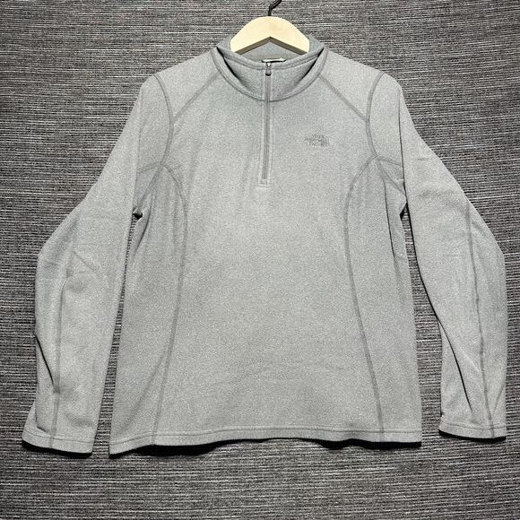 North Face Sweater Women's L Gray Fleece 1/4 Zip Pullover Outdoor Casual - Picture 1 of 14